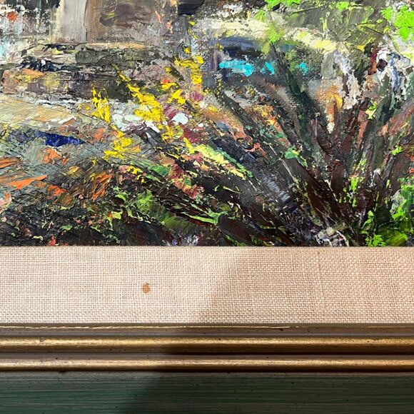 Vintage Tropical Mexico Framed Oil Painting Mid-century Modern Canvas Wall Art - Picture 8 of 9